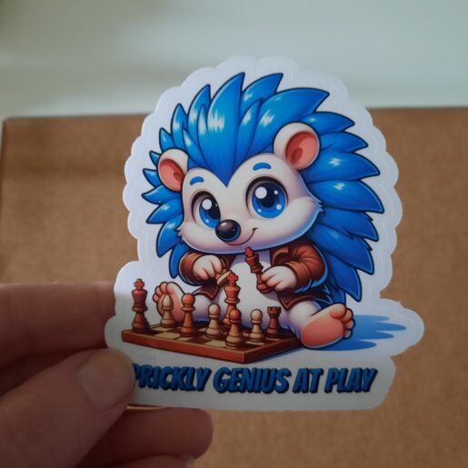 Cute vinyl Sticker with funny Quote for a hedgehog loving Chess Player.