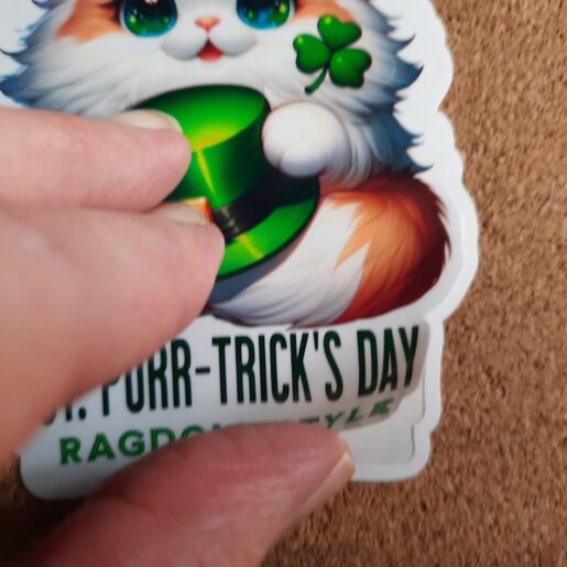 Alternative view of Funny Quote Vinyl Sticker St. Patrick's Day for Ragdoll Cat Lover.