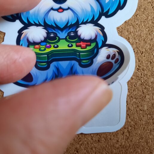 Alternative view of Cute Maltese Vinyl Sticker with Funny Quote for a gaming dog Owner.