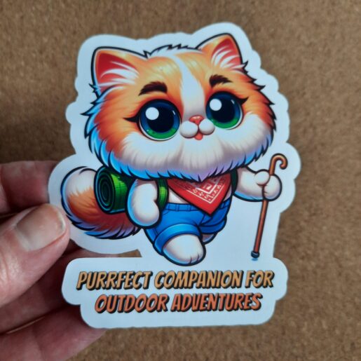 Vinyl Persian Cat Sticker with Funny Quote for hiking lover.