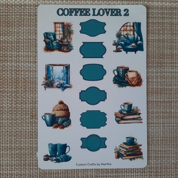 Coffee Lover Scrapbook Sticker Bundle Blue-green. - Image 3