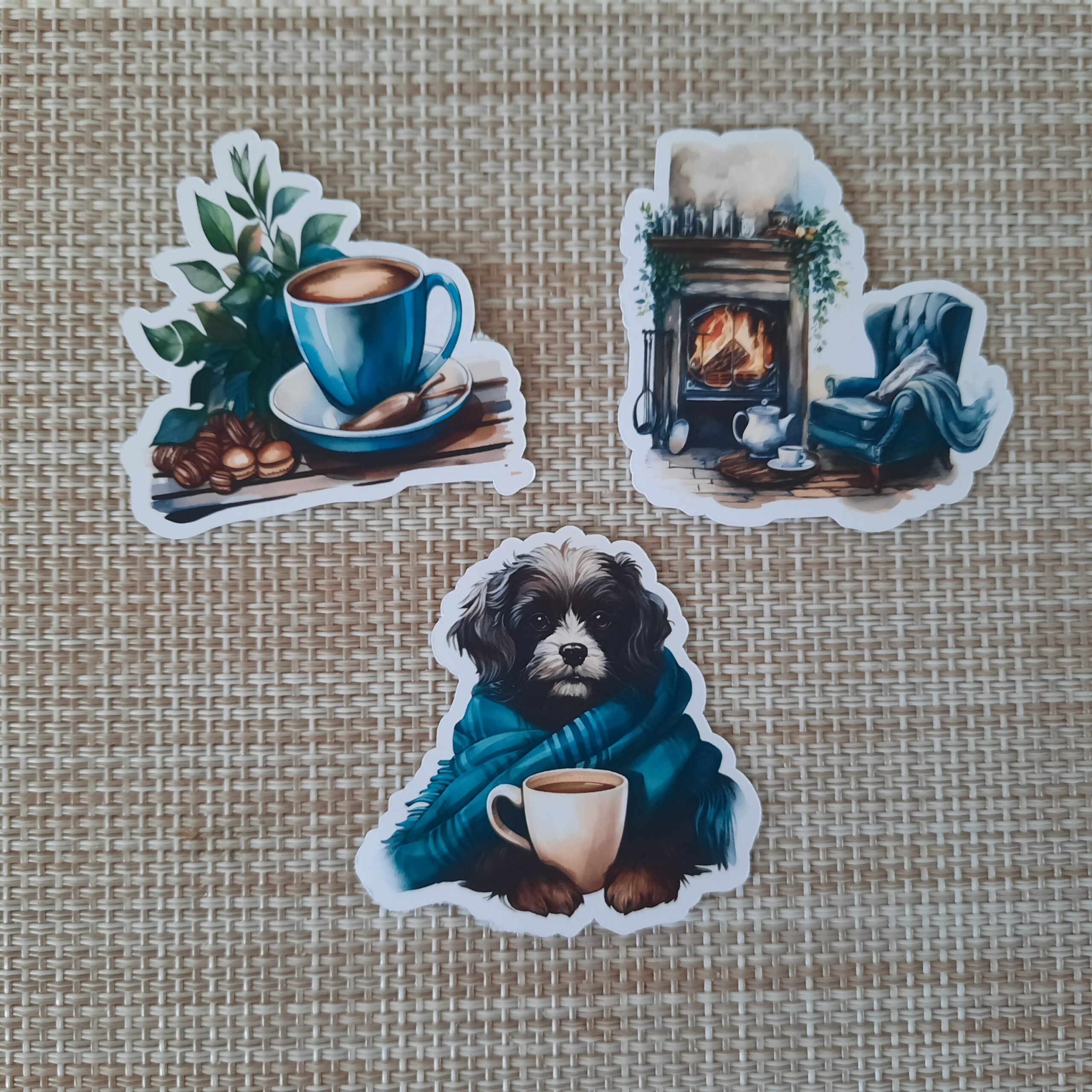 Coffee Lover Scrapbook Sticker Bundle Blue-green. - Image 4