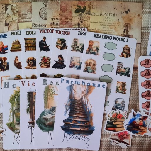 Mega scrapbooking Kit for Reading Lovers. 30-Sheet Sticker set, Day Stickers for your Planner or Notepad