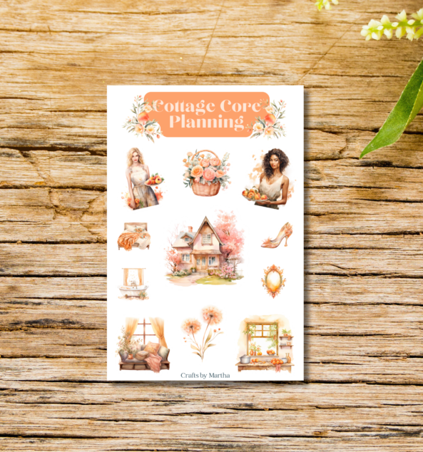 Scrapbooking or Journaling Sticker Set with Peach Fuzz colors. Bonus Laminated bookmark. - Image 2