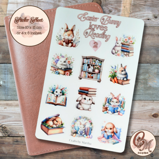Easter bunny loves reading sticker sheet for scrapbooking 2