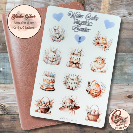 Water color rustic easter sticker sheet for scrapbooking