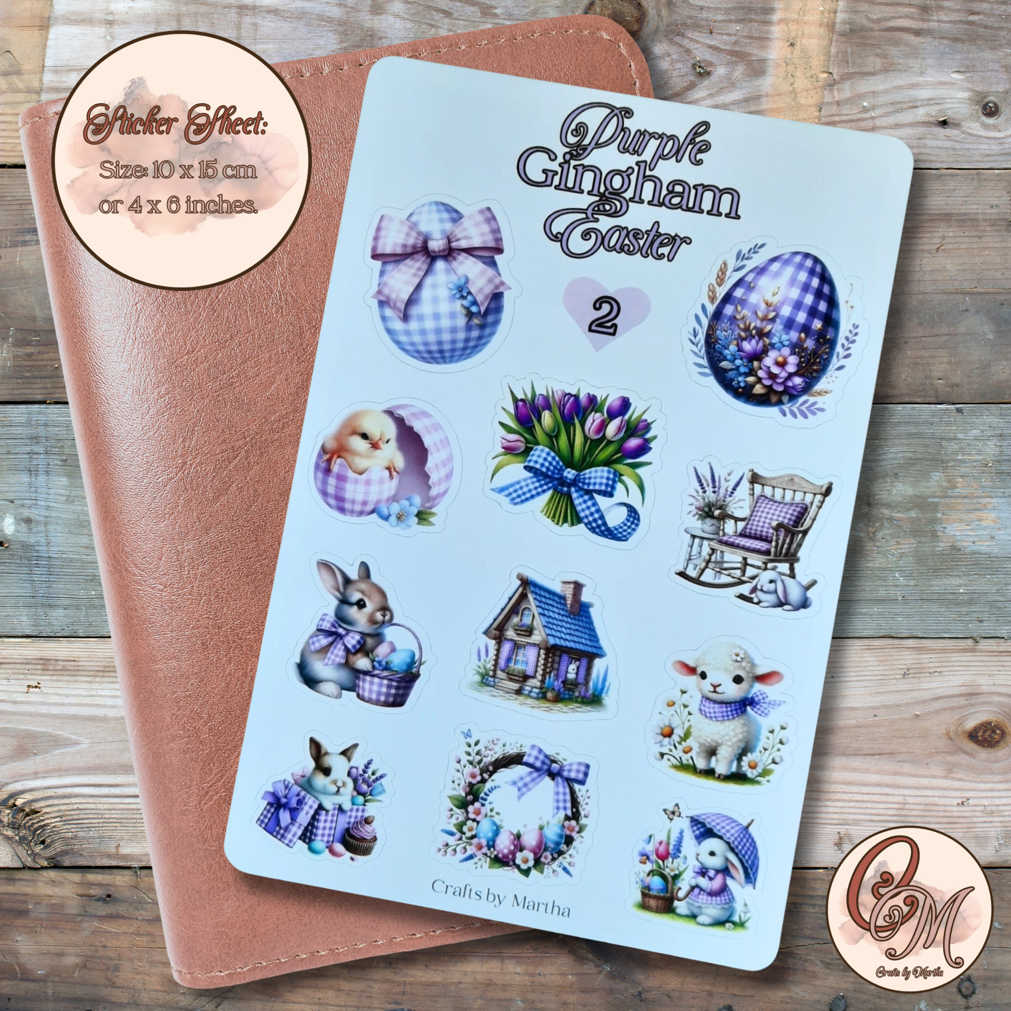 Purple gingham easter sticker sheet 2