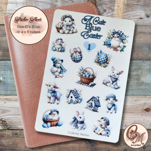 Easter Sticker sheet with blue decor