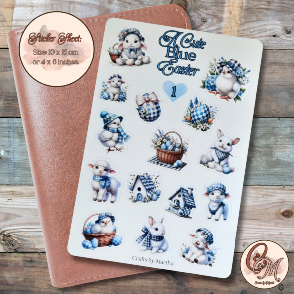 Easter Sticker sheet with blue decor