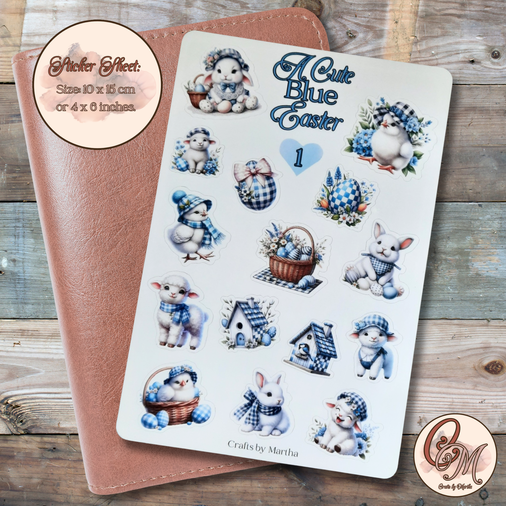 Easter Sticker sheet with blue decor