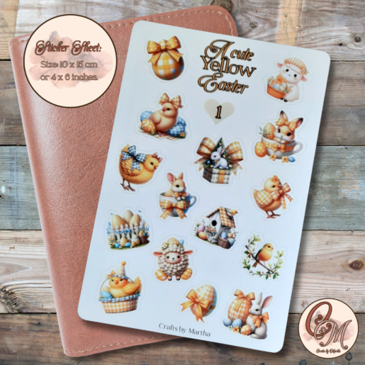 Cute yellow easter sticker sheet