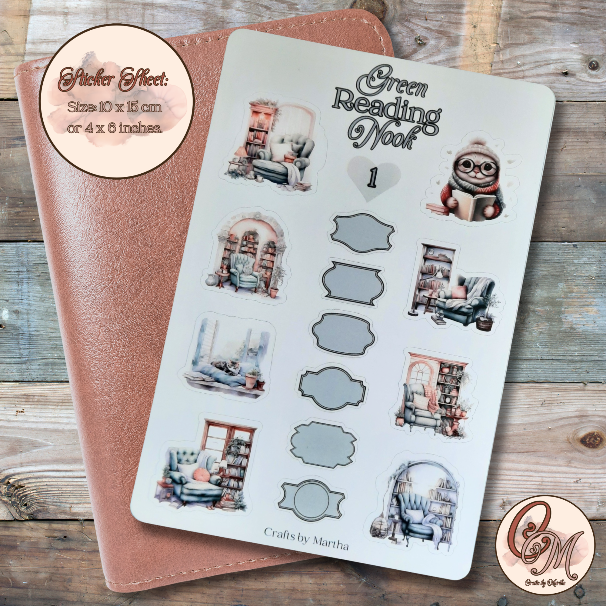 Green reading Nook Sticker Sheet