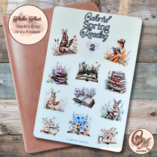 colorful Spring reading sticker sheet