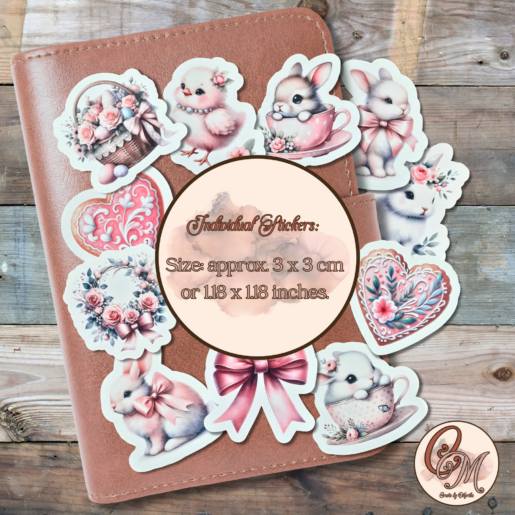 Alternative view of Scrapbook sticker sheet with pink coquette easter deco