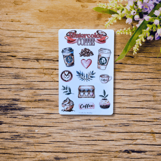 Alternative view of Red Watercolor Coffee themed Scrapbooking Kit